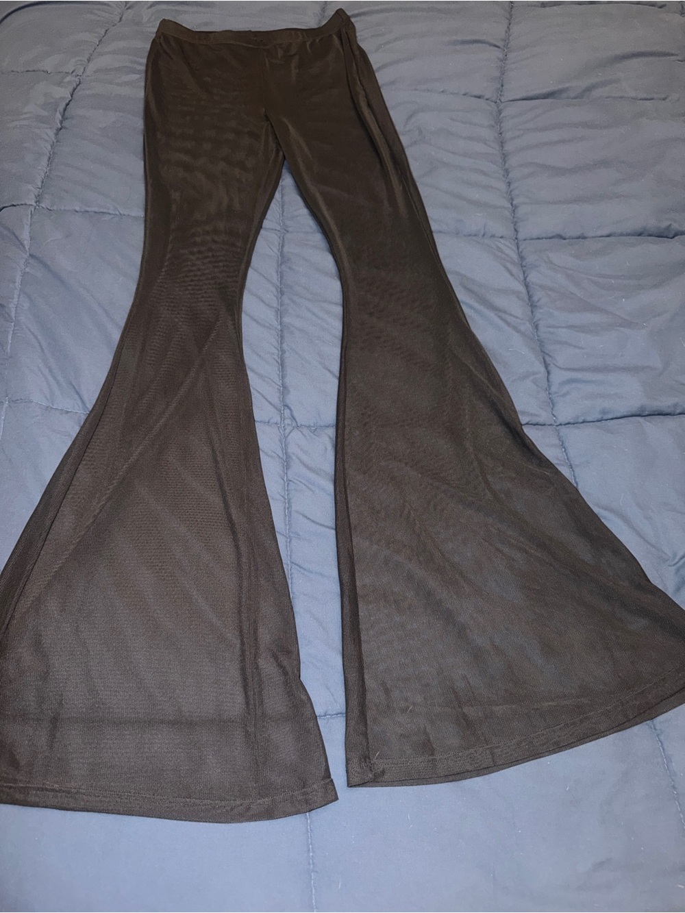 Black Mesh Flared Bell Bottom Pants